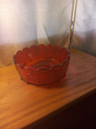 Vintage,  Ruby Red,  Coin Glass Oval Vegetable Serving Bowl Or Dish By Fostoria