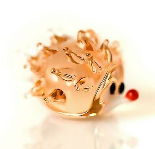 Tiny Pink Hedgehog Figurine Blown Glass " Murano " Art Animal Farm Miniature