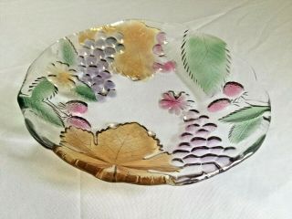 Vintage Italian Cut Glass Fruit Design Plate / Bowl