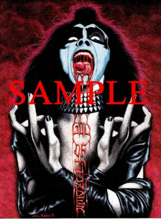Kiss Gene Simmons 1974 Vintage Style Art By Dean Monahan Poster Print