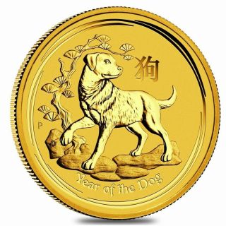 2018 1/10 Oz Gold Lunar Year Of The Dog Australia Perth In Capsule Lunar