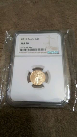 2018 1/10 Oz $5 American Gold Eagle Ms70 Ngc