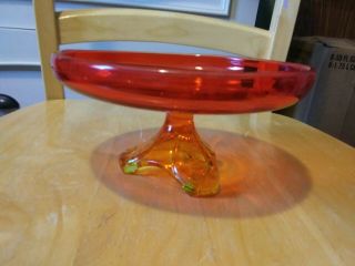 Orange Red Viking Glass Dish Epic Twist Candy Pedestal Bowl