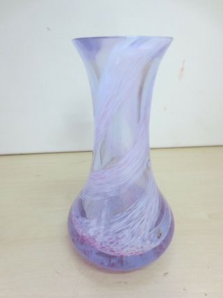 Caithness Glass Mini Purple And White Swirl Vase 31b