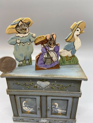 1:12 Scale Artisan Hand Painted Tom Kitten,  Hunca Munca Mouse And Loosey Goosey