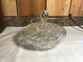 Vintage Lidded Clear Glass Candy Dish
