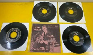 Elvis Presley Love Me Tender 1956 Rca Victor 45 Dark Pink 4 Records Vg,