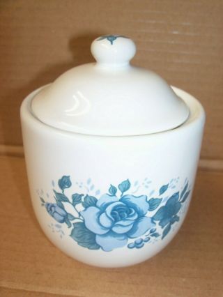 Corelle Blue Velvet Roses Sugar Bowl W/lid Jay Import Company Made In China