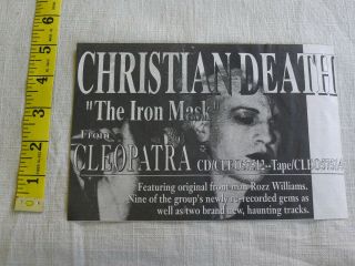 Christian Death Band Clipping Print Ad Goth Deathrock Rozz Williams Industrial