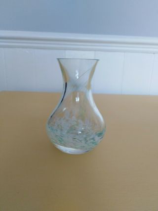 Caithness Scottish Glass,  Small Bud Vase - Aqua 9cm Tall