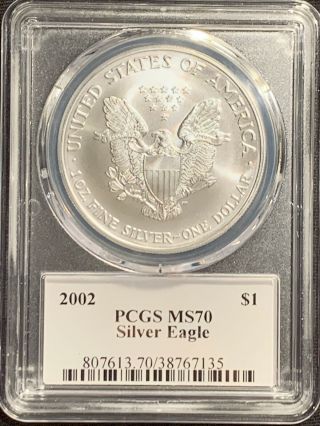 2002 $1 American Silver Eagle Dollar PCGS MS70 Thomas Cleveland Arrows 2