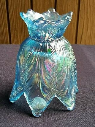 Fenton Art Glass,  Ice Blue Carnival Glass Tulip Candle Holder/votive Cup