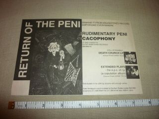 Rudimentary Peni Band Print Ad Clipping Punk Conflict Flux Pink Icons Filth