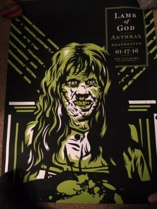 Lamb Of God Screen Printed Poster 18x24.  1.  17.  16 Silver Spring.  Ships In Tube