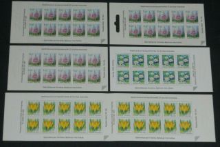 Finland 5 Different Flower Booklets Vf Nh 40 1st,  20 2nd Stamps Face Value=€105