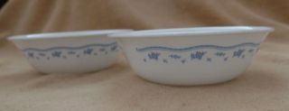 2 Corning Corelle Morning Blue Flower Soup/cereal Bowls - Set Of Two