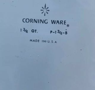 Vintage BLUE CORNFLOWER Corning Ware 1 3/4 qt Casserole Dish P - 1 3/4 - B 2