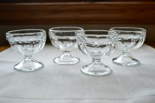 Set Of 4 Glass Pedestal Footed Mini Sherbet Dessert Fruit Cups Dishes