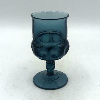 Vintage Indiana Glass Smoke Blue Kings Crown Thumbprint 5.  75 " Wine Goblet