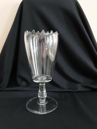 Eapg Clear Glass Plain Sawtooth Rim Celery Vase/vase.  Usa