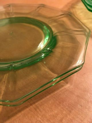 2 Vintage Cambridge Spring Green Depression Glass 7 " Salad Plates 10 Sided