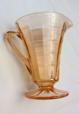 Anchor Hocking Block Optic Pink Depression Glass Footed Creamer Exc