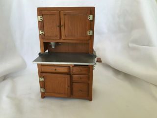 Rare Dollhouse Miniature Hoosier Cabinet W Bread And Knife Drawer Flour Sifter
