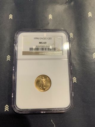 1996 $5 Gold American Eagle Ngc Ms - 69 1/10 Oz