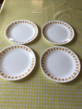 Set Of 4 Corelle Butterfly Gold Lunch Salad Plates 8.  5 Inch
