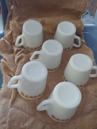 Vintage Pyrex Corning Butterfly Gold Set Of 6 Coffee Mugs D Handle 1410