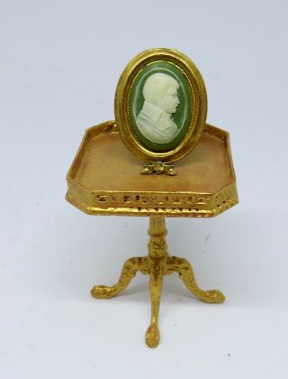 Dollhouse Miniature 1:12 Carved Stone Cameo Of Gentleman In Frame Ooak