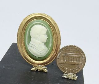 Dollhouse Miniature 1:12 Carved STONE CAMEO of Gentleman in Frame OOAK 3