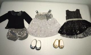 American Girl Truly Me Fancy Silver/black Holiday Dresses/short Collector Owned