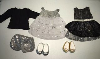 American Girl Truly Me Fancy Silver/Black Holiday Dresses/Short Collector Owned 2