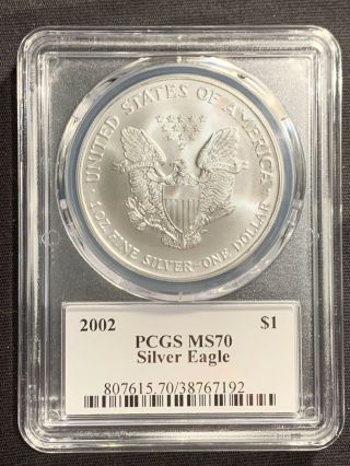 2002 $1 American Silver Eagle Dollar PCGS MS70 Thomas Cleveland Eagle 2