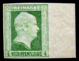 German States.  Prussia.  1850.  4 Pf.  Yellow Green.  Sc 1.  Large Margin.  Mh