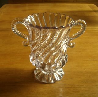 Antique Twin Handled Glass Celery Vase—swirls & Ribbed Pattern By Edward Moore.