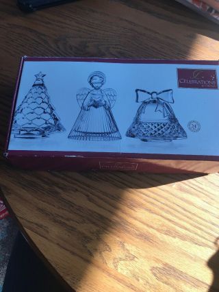 Celebrations By Mikasa Christmas Candle Votive Holder Set Of 3 Tree Angel & Bell