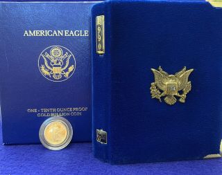 1990 - P $5 1/10 Oz.  Proof American Gold Eagle With Ogp &