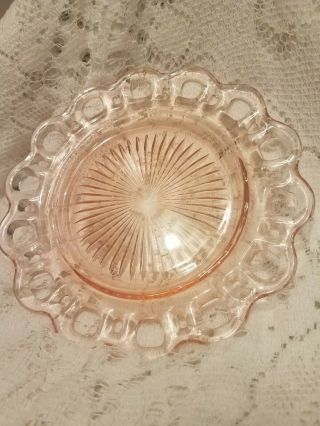 Anchor Hocking Old Colony Pink Open Lace Edge Depression Glass Luncheon Plate