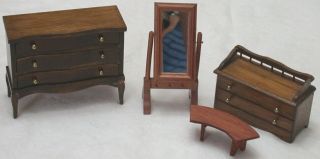 Vintage Dollhouse Furniture Desk Dresser Hope Chest Hat Rack Drop Leaf Tbl 1:12