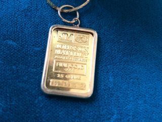 Johnson Matthey 2.  5 Gram 9999 Fine Gold Bar Pend.  Or Charm