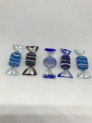 Set Of 5 Hand Made Murano Glass Wrapped Candy