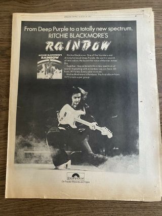 Ritchie Blackmore From Deep Purple Rainbow 1975 Poster Ad