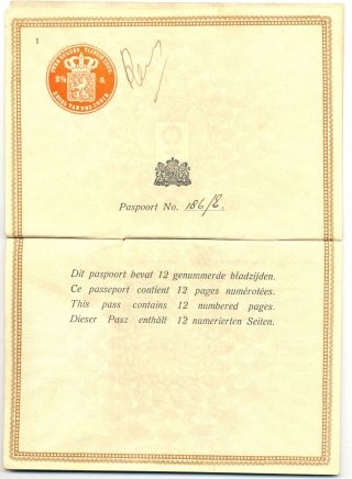 Dutch Indies 1933 Reis Doc.  Met Revenue Seal,  Revenue Stamps F/vf
