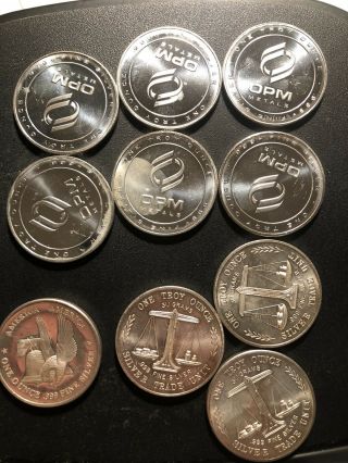 10 - 1 Oz Silver Coins -.  999 Fine Silver