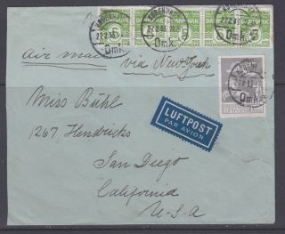 Denmark 1933.  Air Mail Cover To United Stares.  Endorsed " Via York "