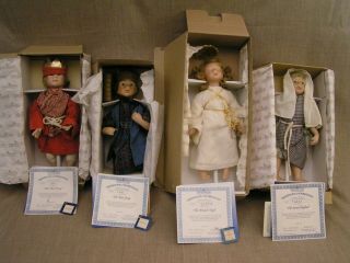 4 Ashton Drake " Oh Holy Night " Christmas Nativity Scene Dolls W/ Boxes & Papers