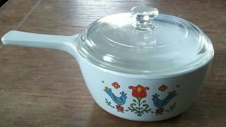 Corning Ware Friendship Rooster,  Country Festival 1 1/2 Pint Pan And Lid