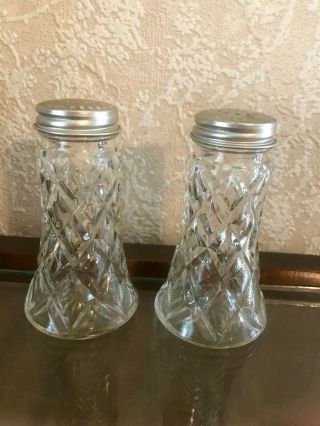 Waterford Waffle Depression Glass Salt And Pepper Shakers Anchor Hocking Perfect